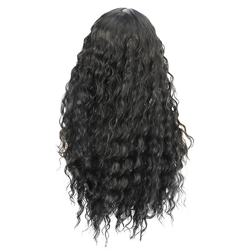 Womens Long Curly Black Lace Wig